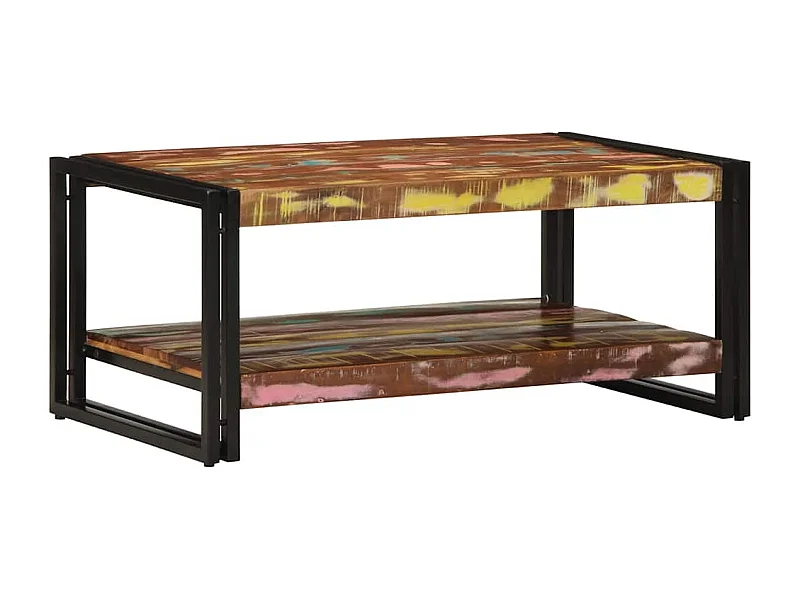 Mesa de centro multicolor 90x50x38 cm madera maciza recuperada