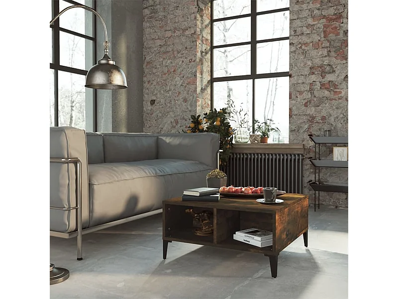 Tavolino in rovere fumé 60x60x30 cm in legno ingegnerizzato