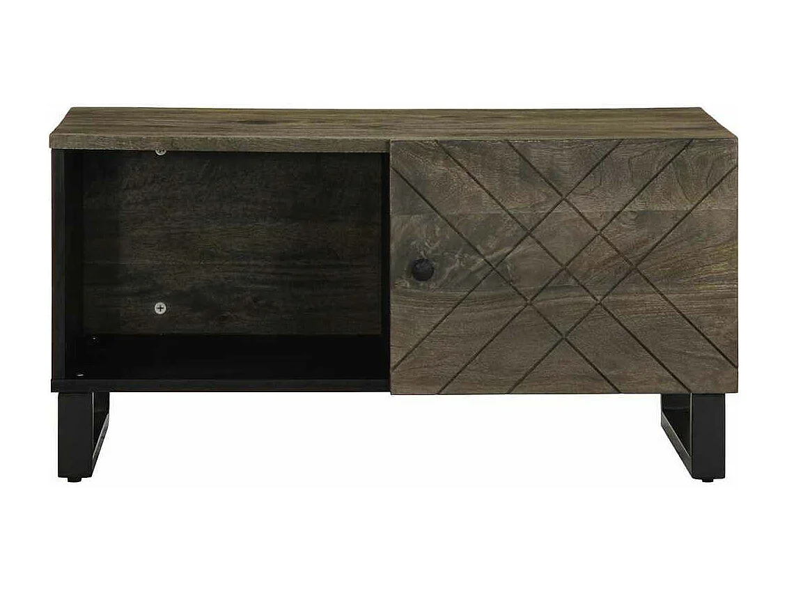 Table basse noir 80x50x40 cm bois massif de manguier