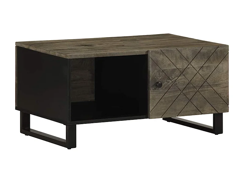 Tavolino nero 80x50x40 cm in legno massello di mango