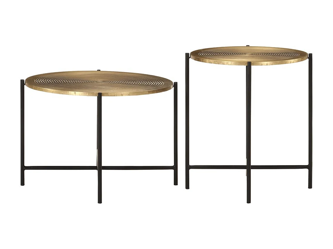 Tavolini da caffè set di 2 in ottone e metallo nero