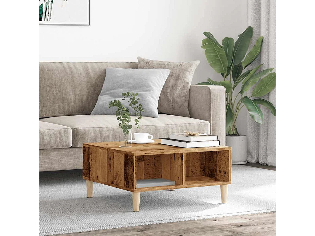 Table basse vieux bois 60x60x30 cm bois d'ingénierie