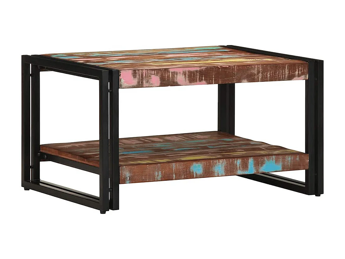 Tavolino multicolore 70x50x38 cm in legno massello di recupero