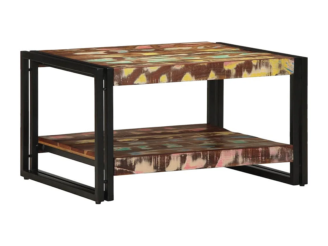 Tavolino multicolore 70x50x38 cm in legno massello di recupero