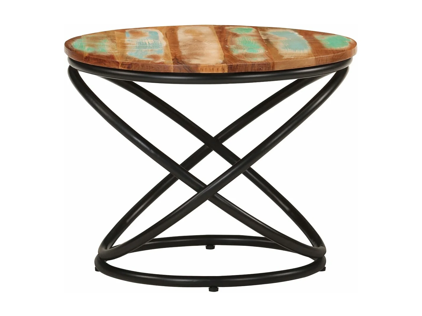 Table basse ?50x40 cm bois de récupération massif et acier