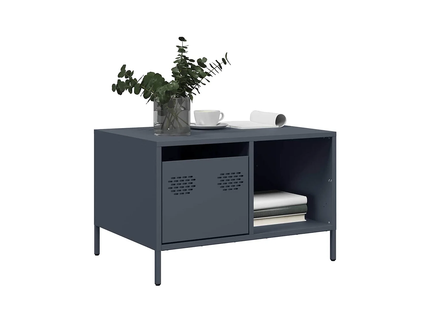 Table basse anthracite 68,5x50x43,5 cm acier laminé à froid
