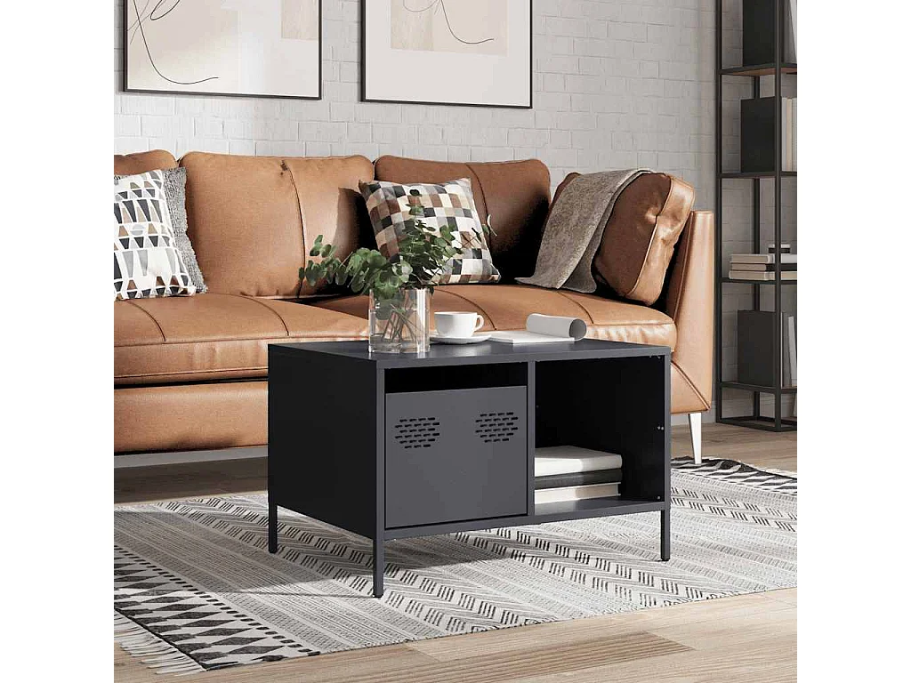 Table basse anthracite 68,5x50x43,5 cm acier laminé à froid