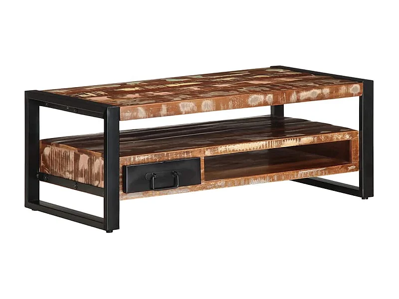 Mehrfarbiger Couchtisch 90x50x36 cm aus massivem Altholz