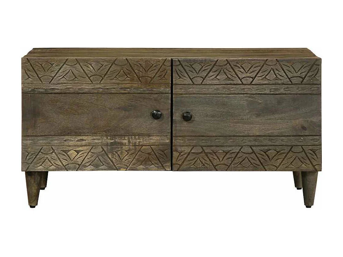 Tavolino grigio chiaro 80x50x40 cm in legno massello di mango