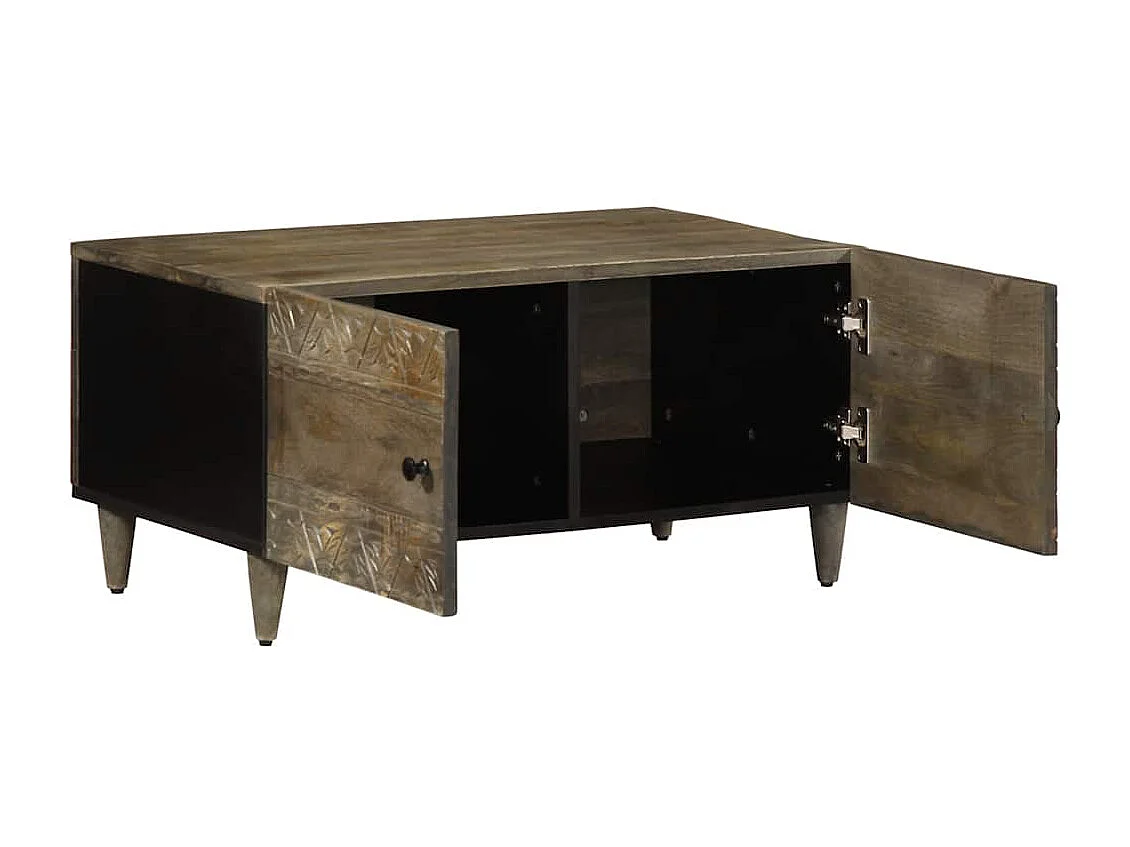 Tavolino grigio chiaro 80x50x40 cm in legno massello di mango