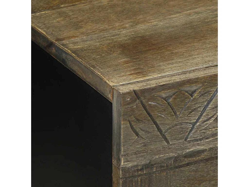 Tavolino grigio chiaro 80x50x40 cm in legno massello di mango