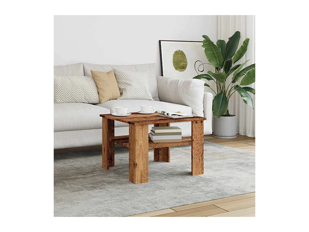 Mesa de centro madeira velha 60x60x42 cm madeira engenheirada