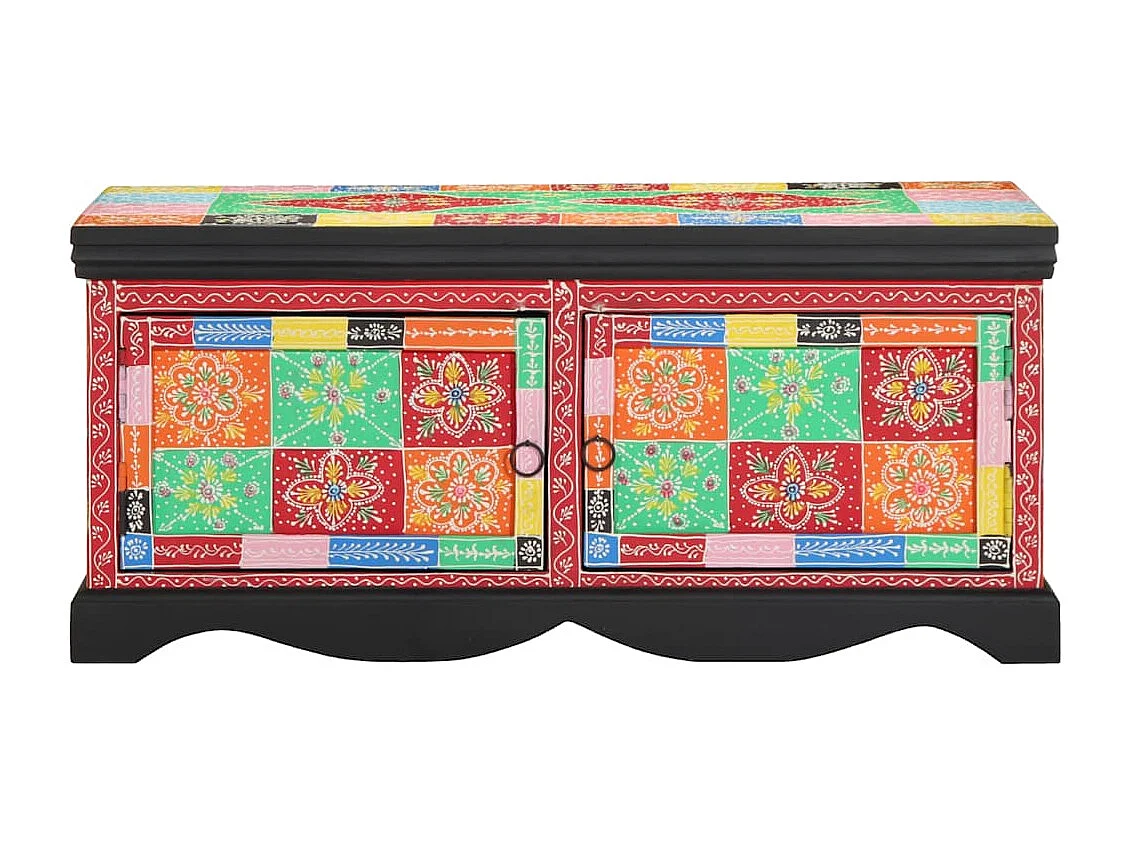 Table basse multicolore 90x50x40 cm bois de manguier massif