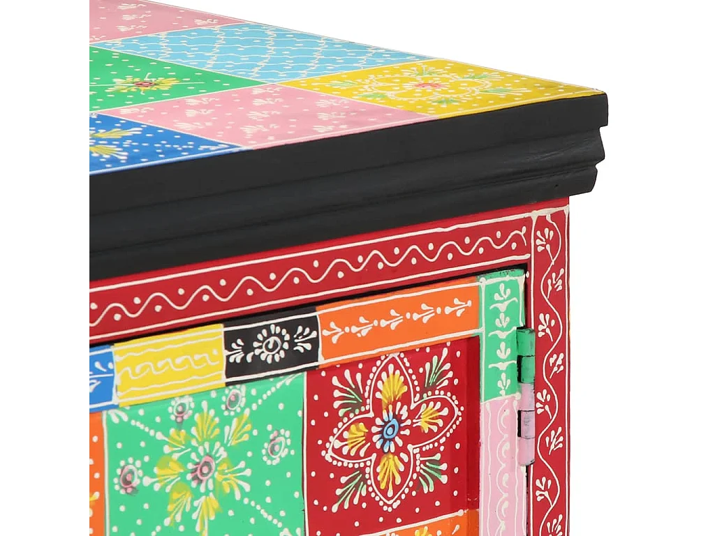 Table basse multicolore 90x50x40 cm bois de manguier massif