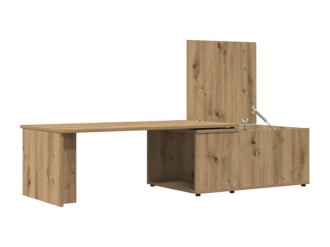 Table basse chêne artisanal 150x50x35 cm bois d'ingénierie