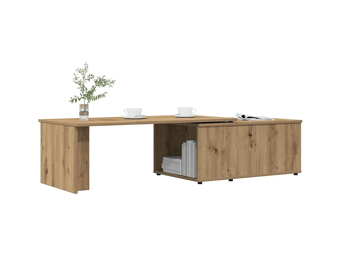 Table basse chêne artisanal 150x50x35 cm bois d'ingénierie