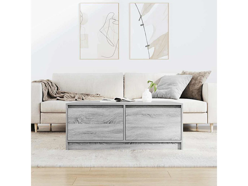 Mesa de centro com gavetas sonoma cinza 100x100x40 cm