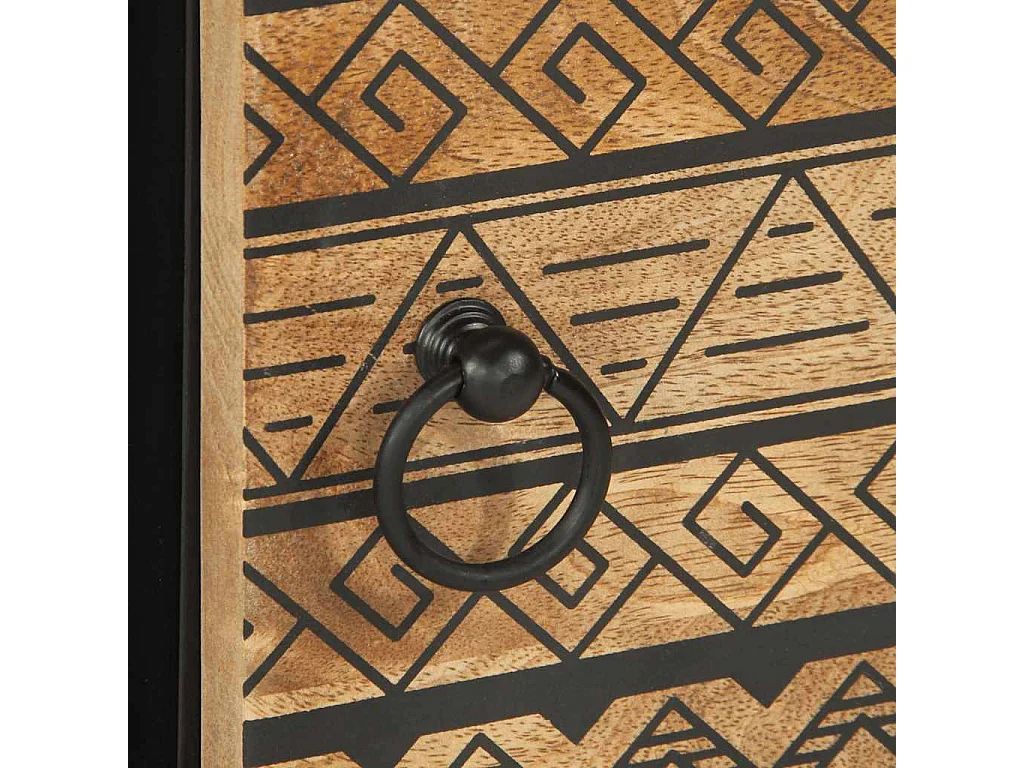 Table basse noir 80x50x40 cm bois de manguier massif brut