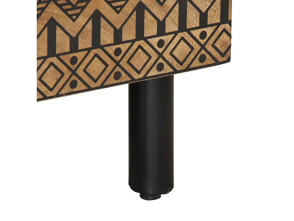 Table basse noir 80x50x40 cm bois de manguier massif brut