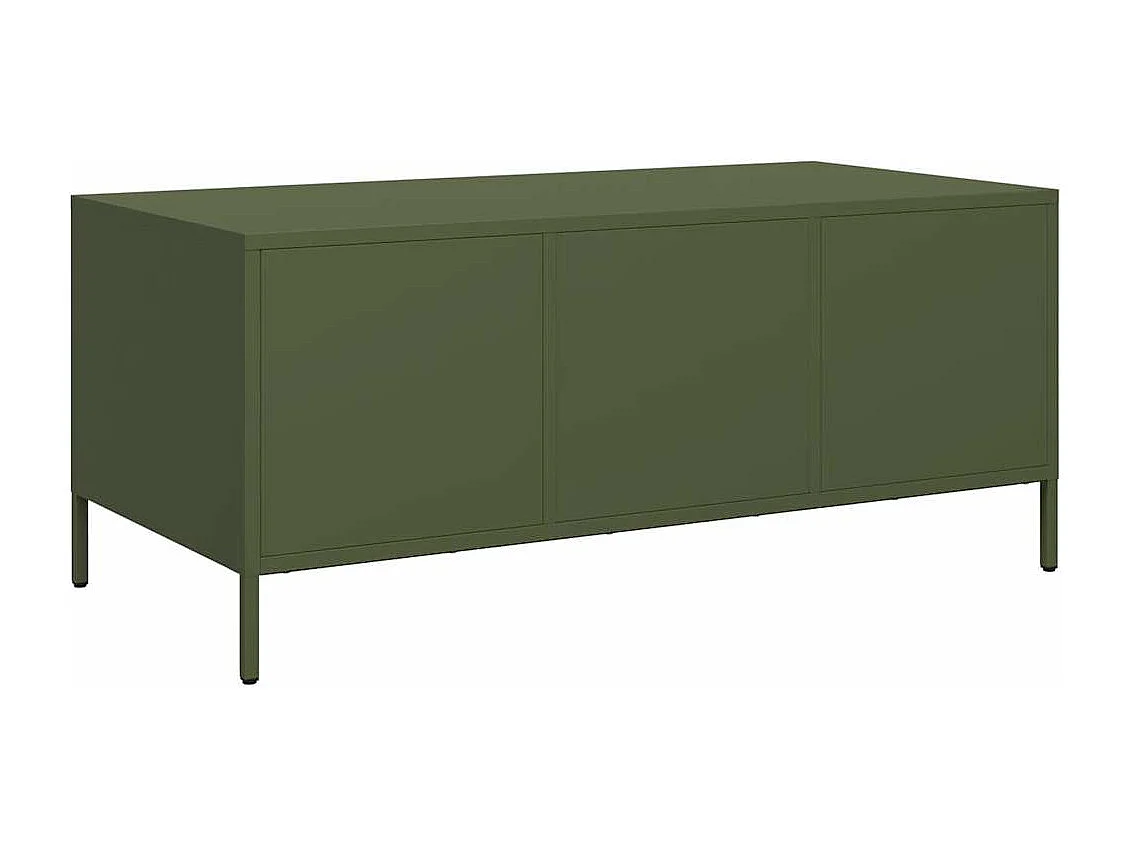 Table basse vert olive 101,5x50x43,5 cm acier laminé à froid