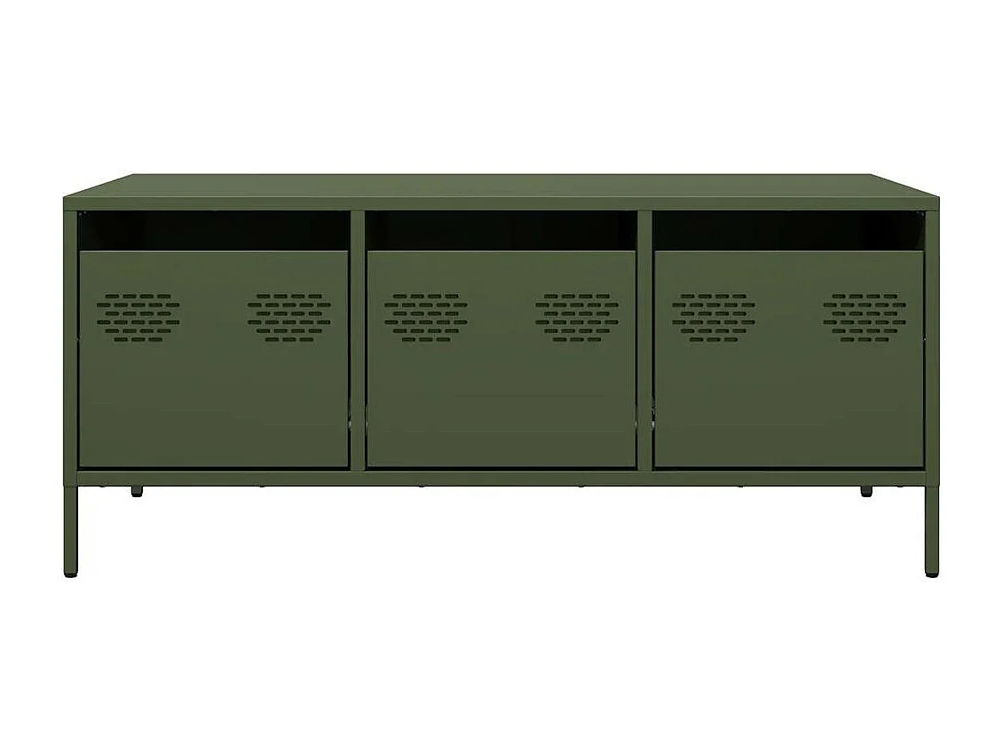 Table basse vert olive 101,5x50x43,5 cm acier laminé à froid