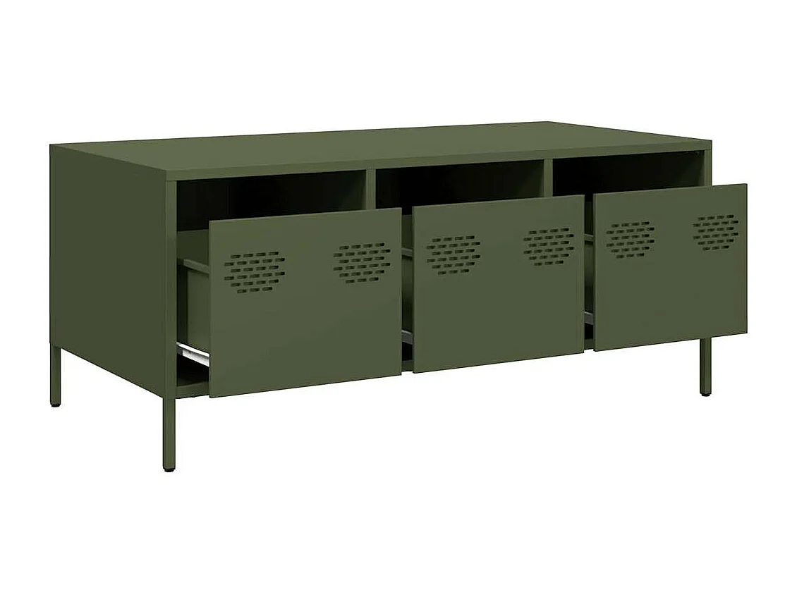 Table basse vert olive 101,5x50x43,5 cm acier laminé à froid