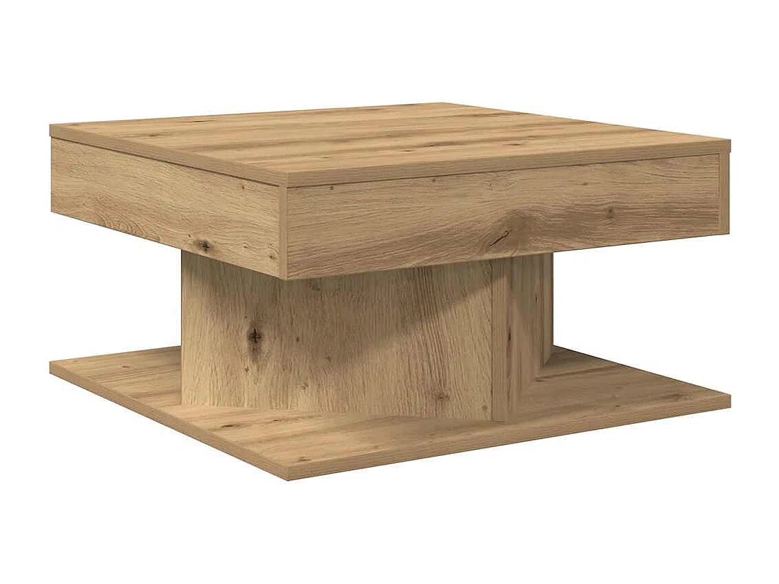 Table basse chêne artisanal 55x55x30 cm bois d'ingénierie