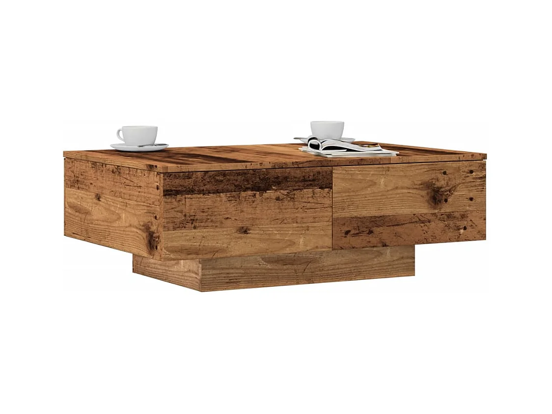 Table basse vieux bois 90x60x31 cm bois d'ingénierie