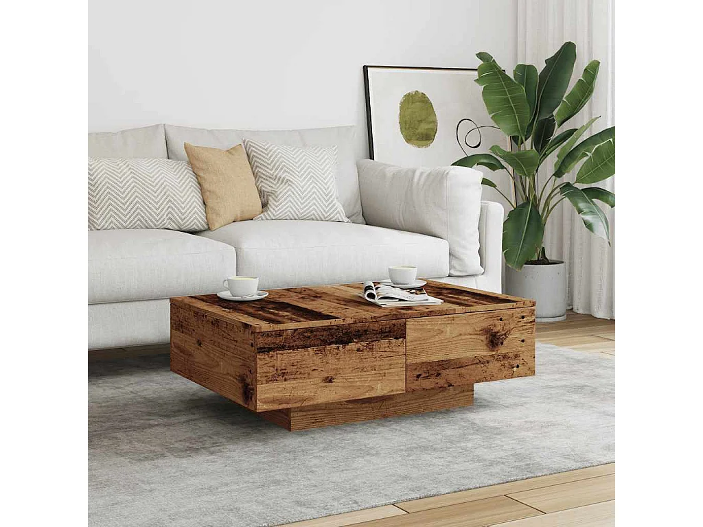 Table basse vieux bois 90x60x31 cm bois d'ingénierie