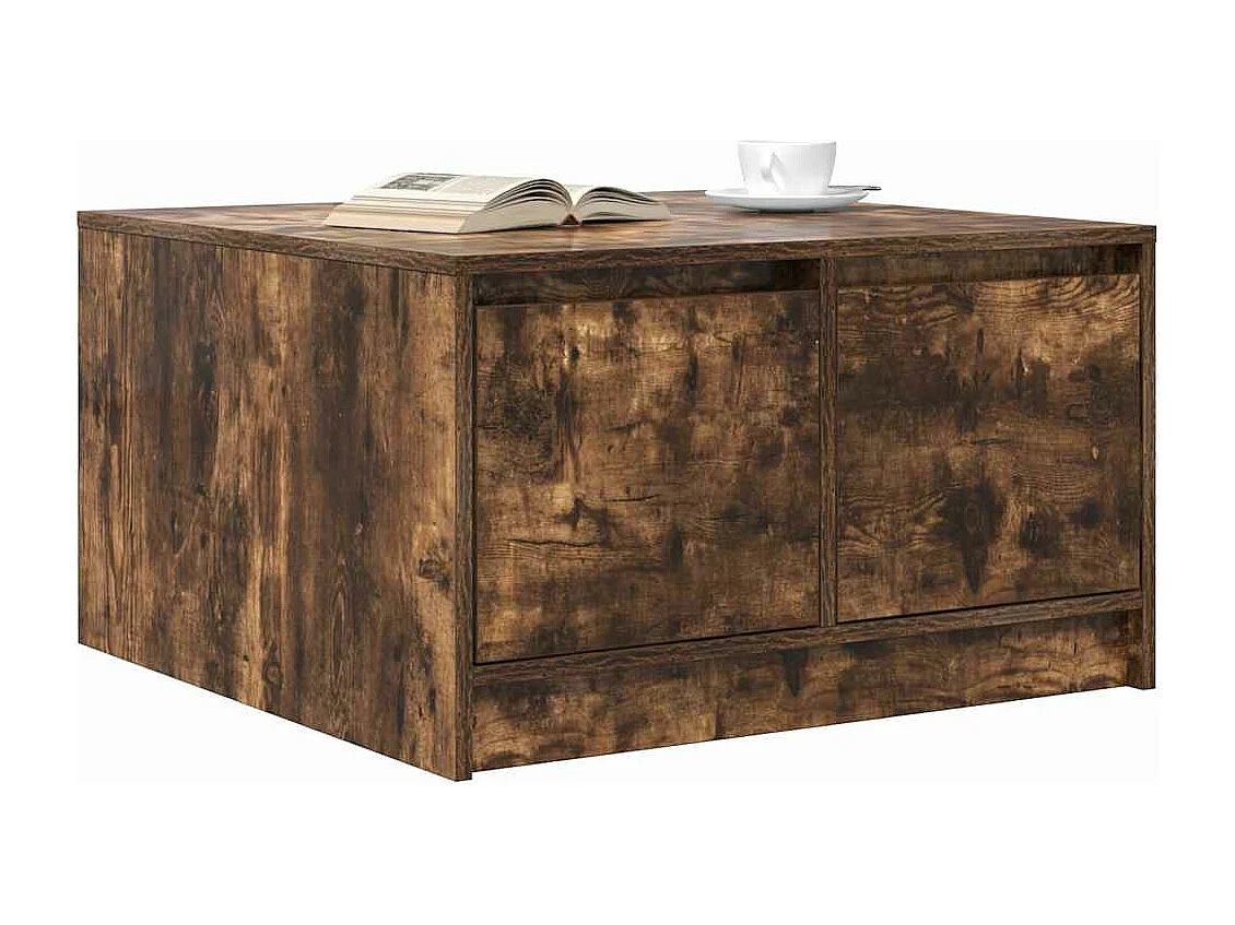 Table basse avec tiroirs chêne fumé 70,5x70x40 cm