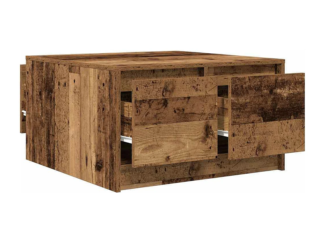 Table basse avec tiroirs vieux bois 70,5x70x40 cm