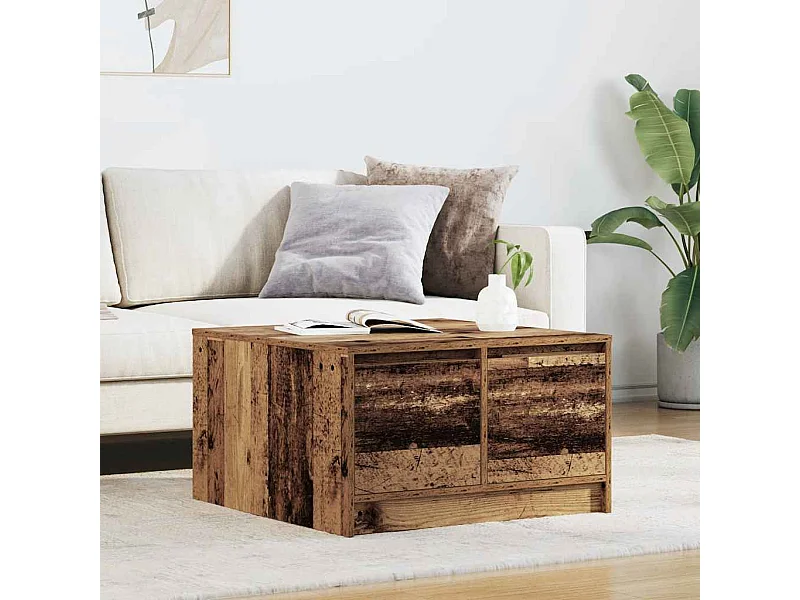 Mesa de centro com gavetas madeira velha 70,5x70x40 cm