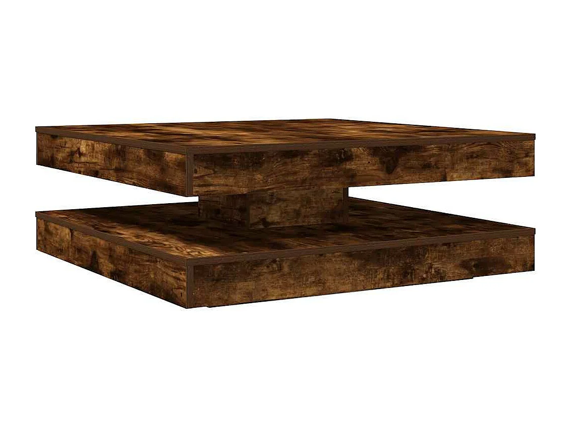 Mesa de centro giratória 360 graus carvalho defumado 90x90x34,5 cm