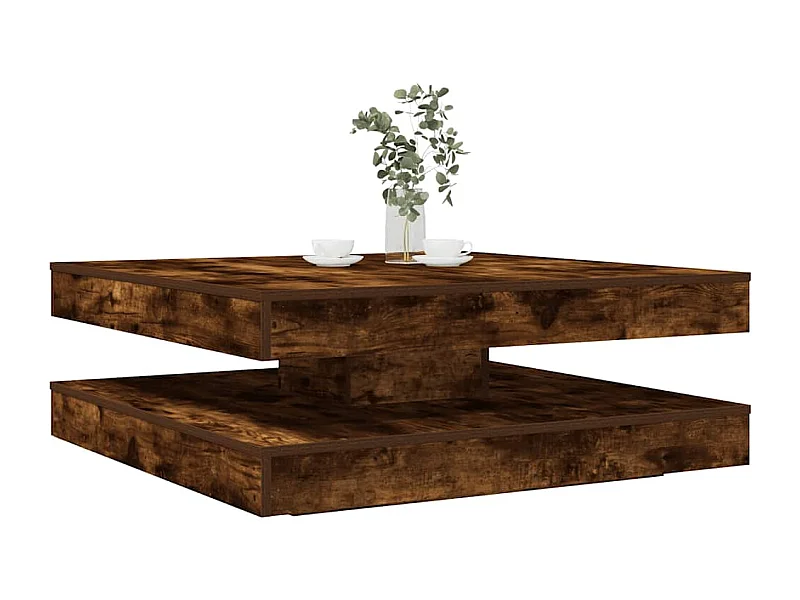 Mesa de centro giratória 360 graus carvalho defumado 90x90x34,5 cm