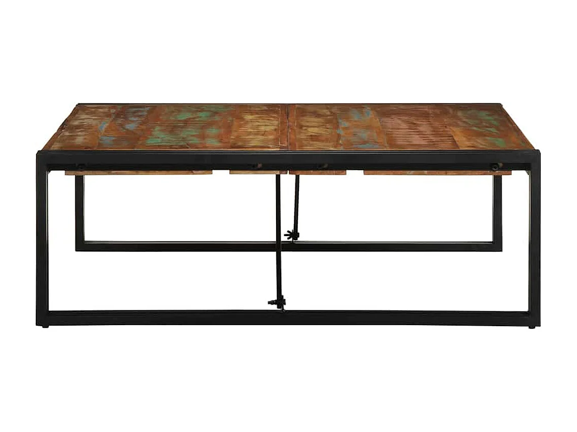 Table basse multicolore 100x100x35 cm bois récupération massif