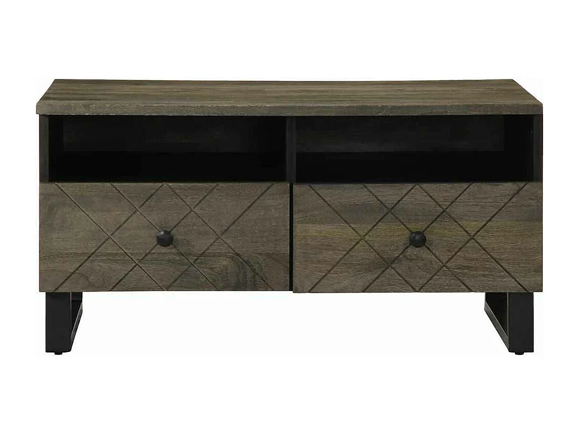 Table basse noir 80x54x40 cm bois massif de manguier