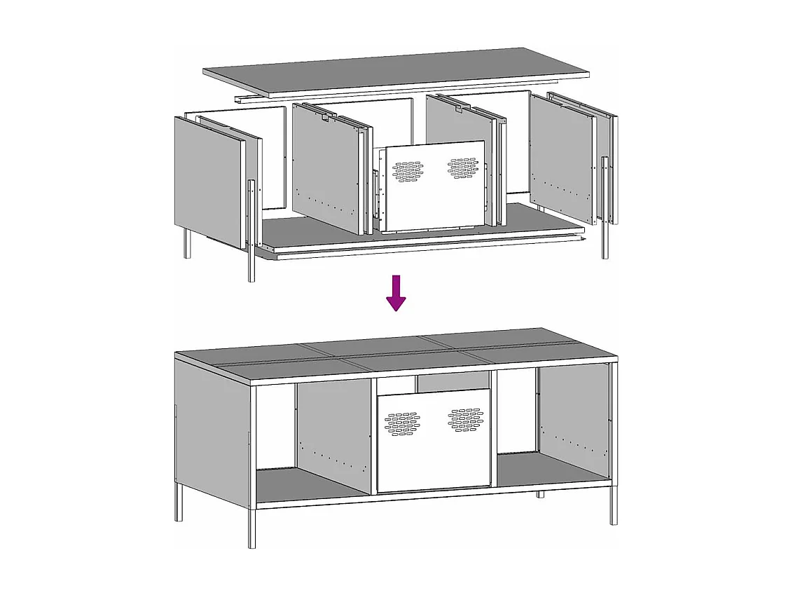 Table basse jaune moutarde 101,5x50x43,5cm acier laminé à froid