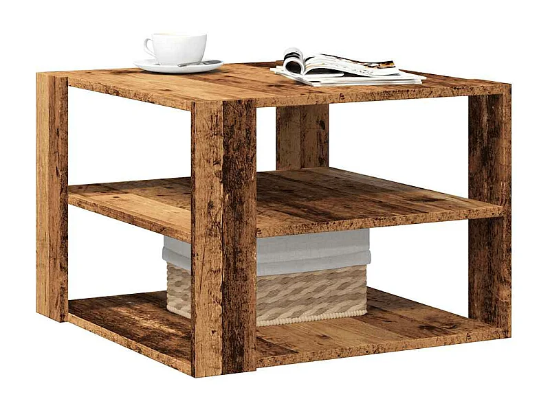 Mesa de centro madeira velha 58x58x40 cm madeira engenheirada