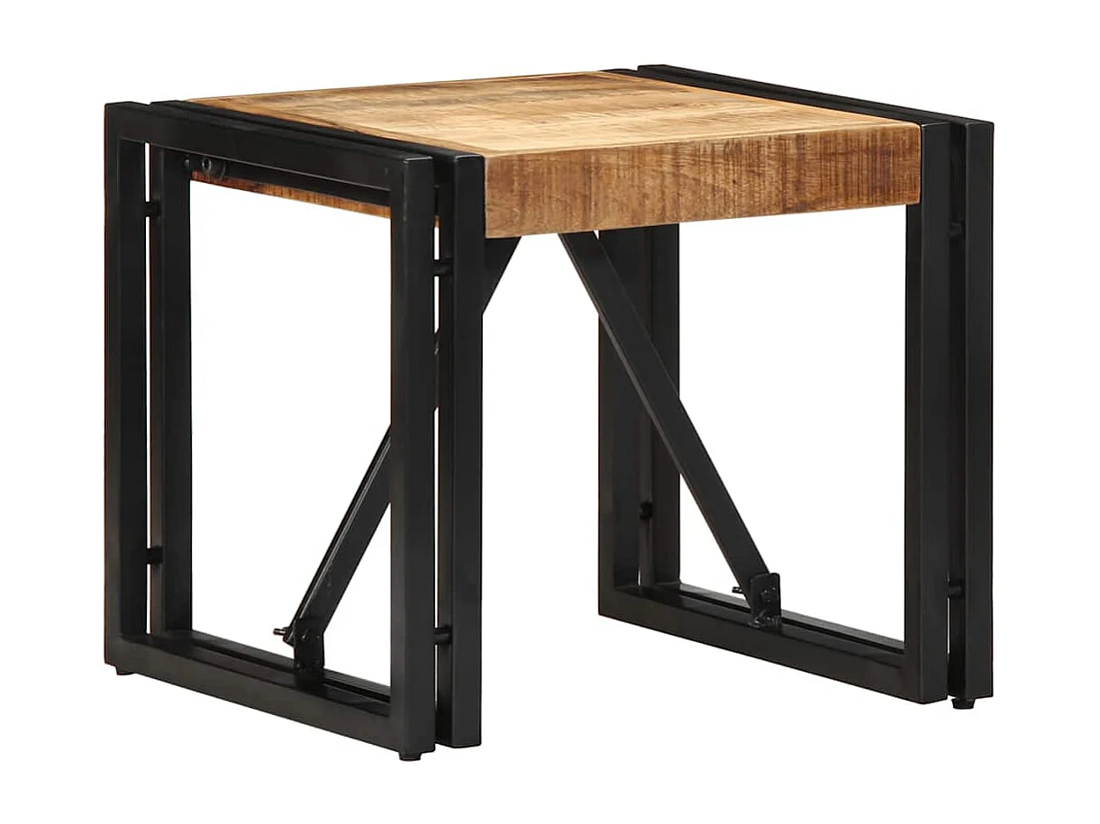 Tavolino 40x40x35 cm in legno massello di mango grezzo