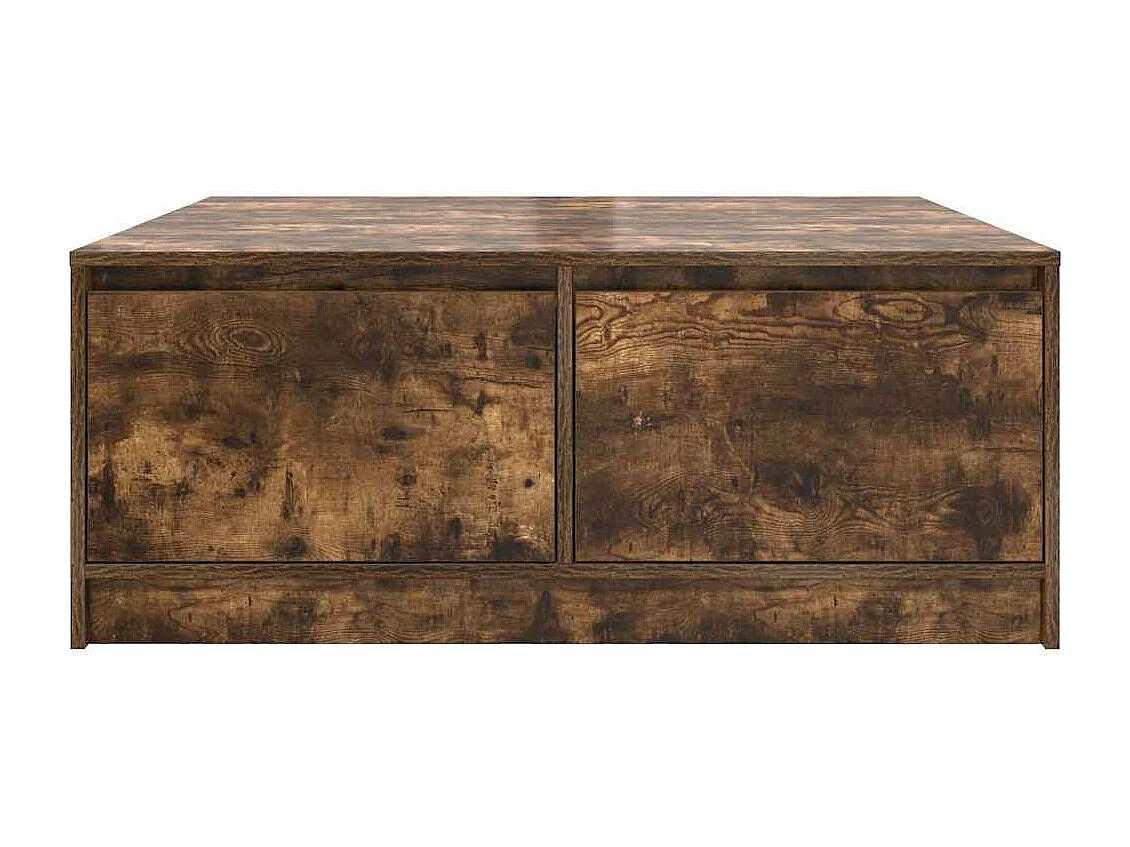 Mesa de centro con cajones roble ahumado 100x100x40 cm