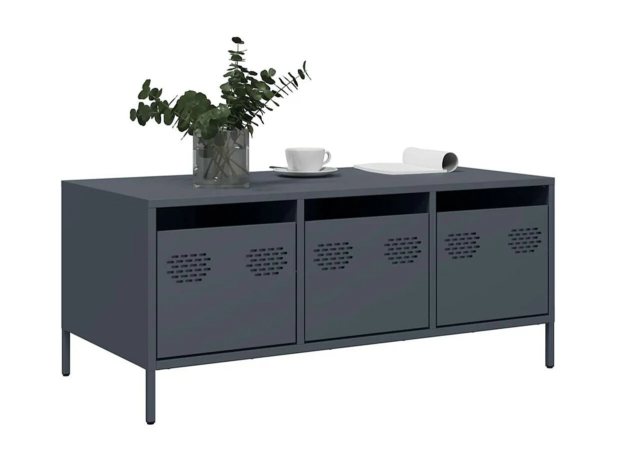 Table basse anthracite 101,5x50x43,5 cm acier laminé à froid