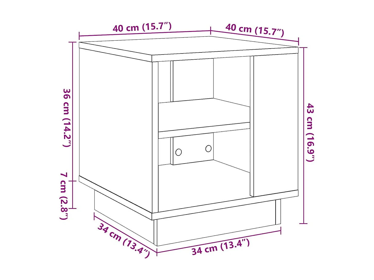 Table basse chêne artisanal 40x40x43 cm bois d'ingénierie