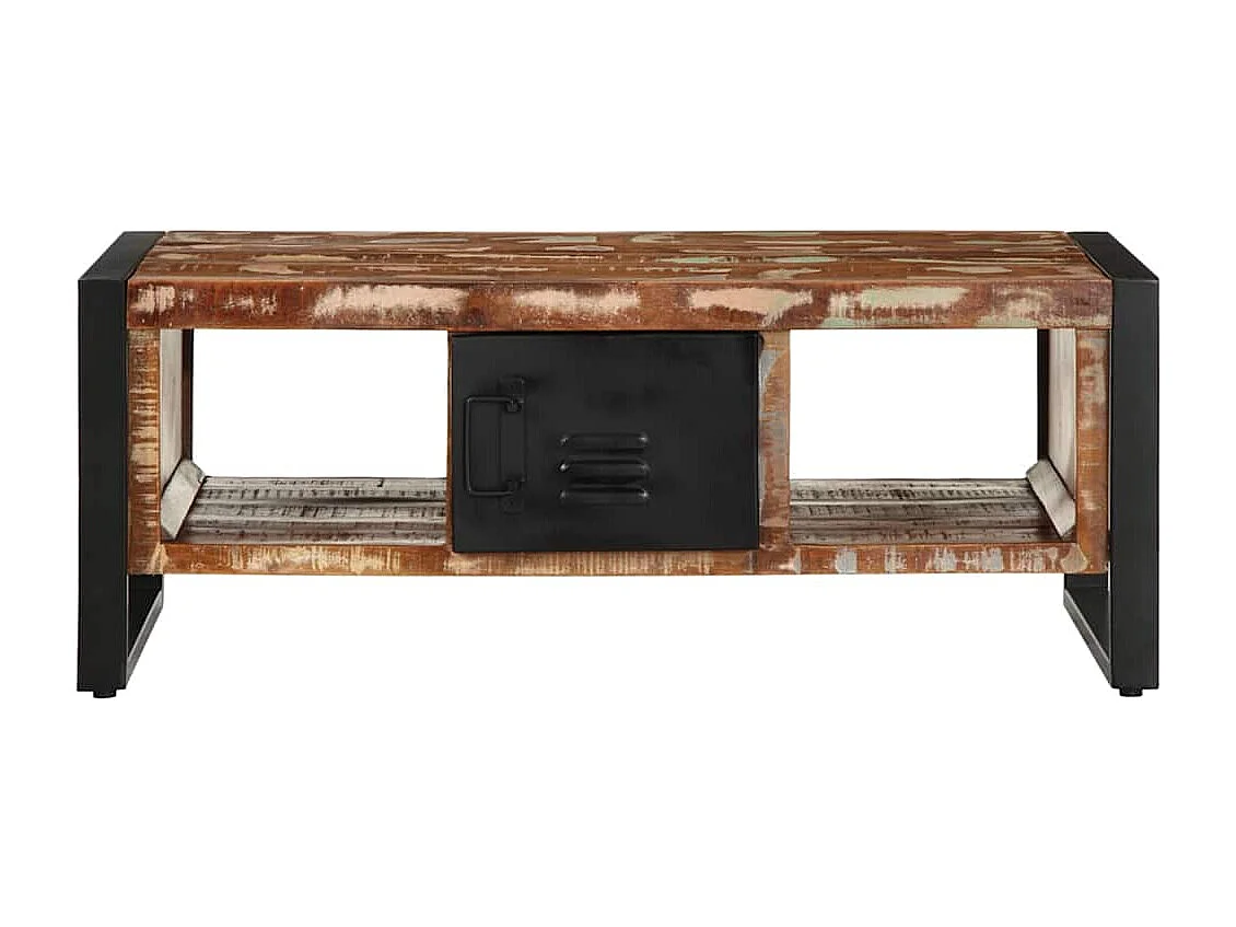 Mesa de centro multicolor 90x50x36 cm madera maciza recuperada