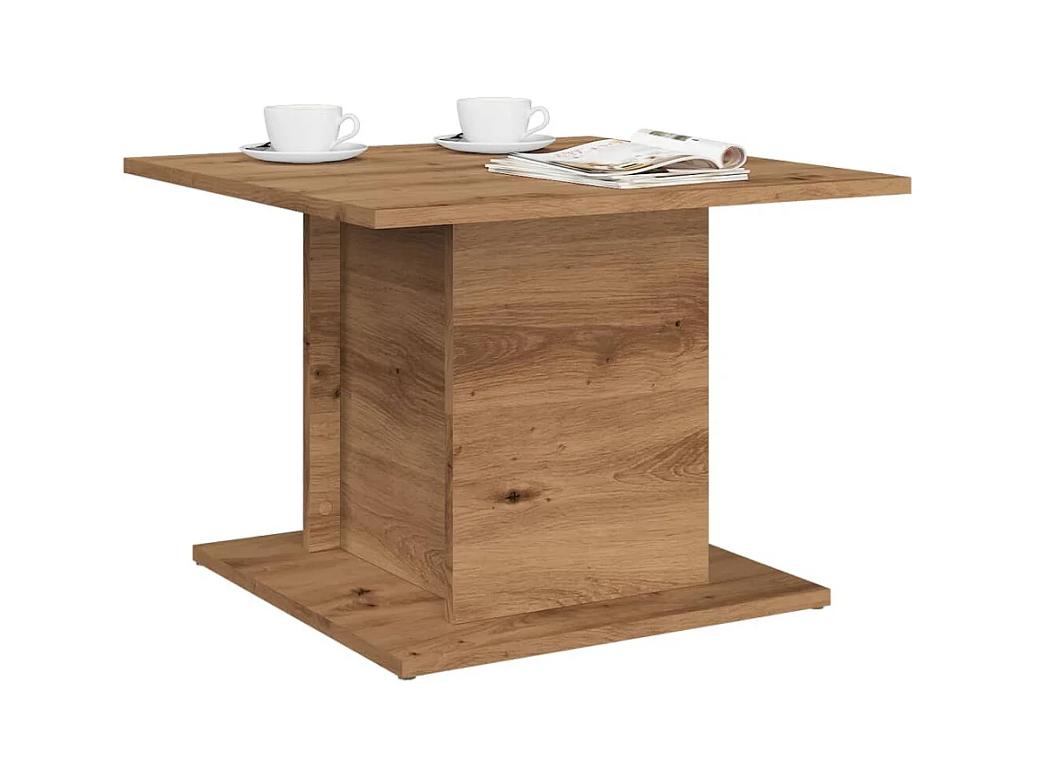 Table basse chêne artisanal 55,5x55,5x40 cm bois d'ingénierie