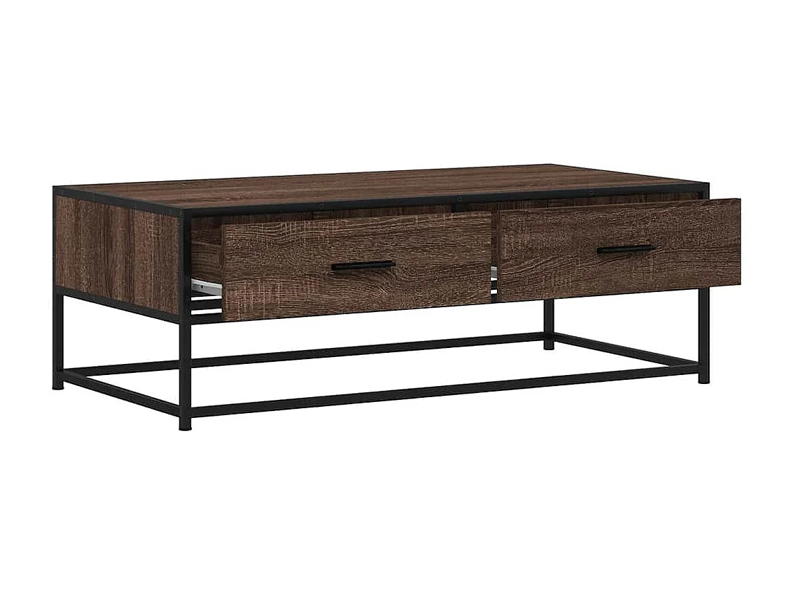 Table basse chêne marron 100x50x35cm bois d'ingénierie et métal