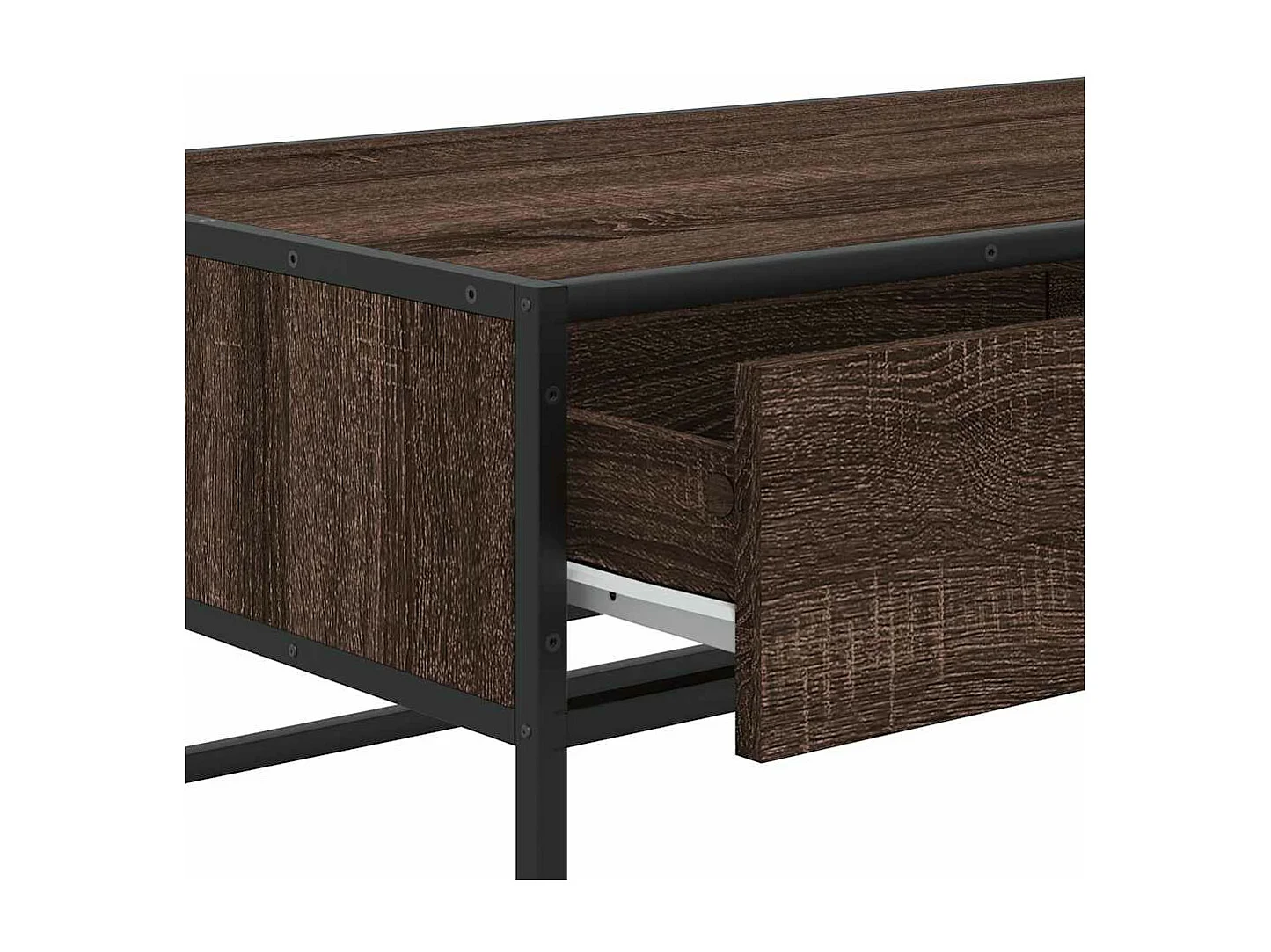 Table basse chêne marron 100x50x35cm bois d'ingénierie et métal