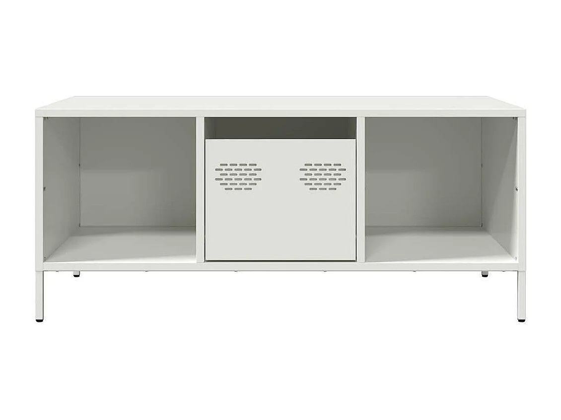 Table basse blanc 101,5x50x43,5 cm acier laminé à froid