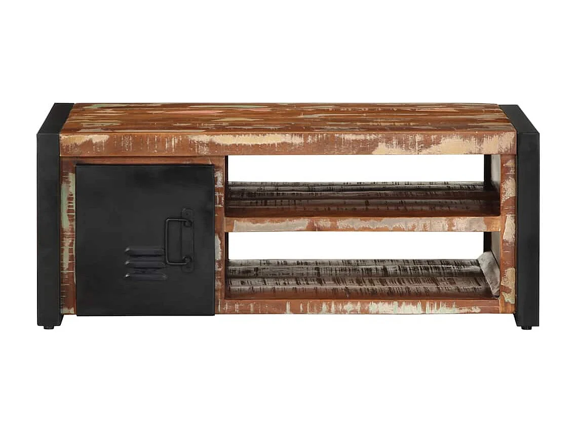 Tavolino multicolore 90x50x36 cm in legno massello di recupero