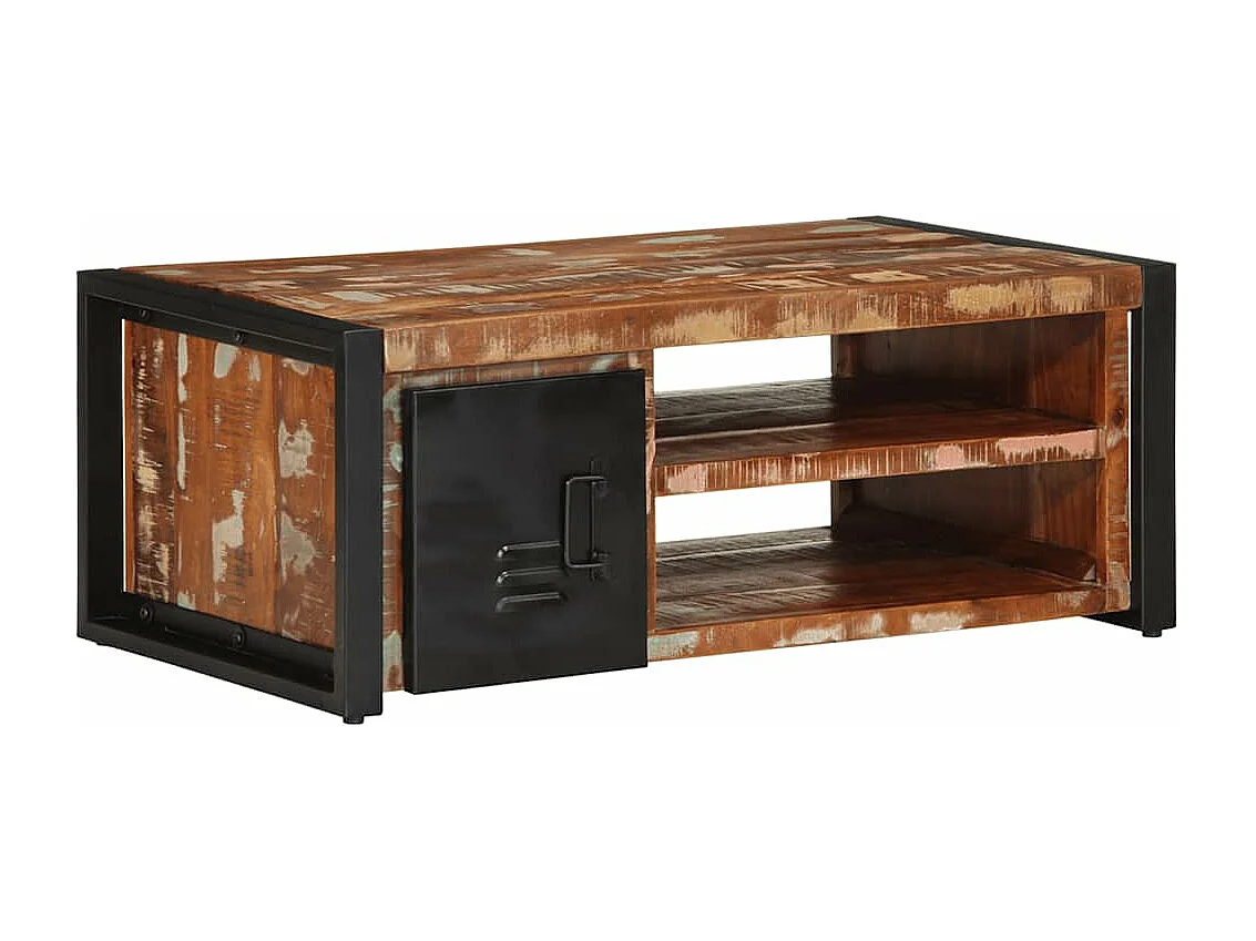 Tavolino multicolore 90x50x36 cm in legno massello di recupero