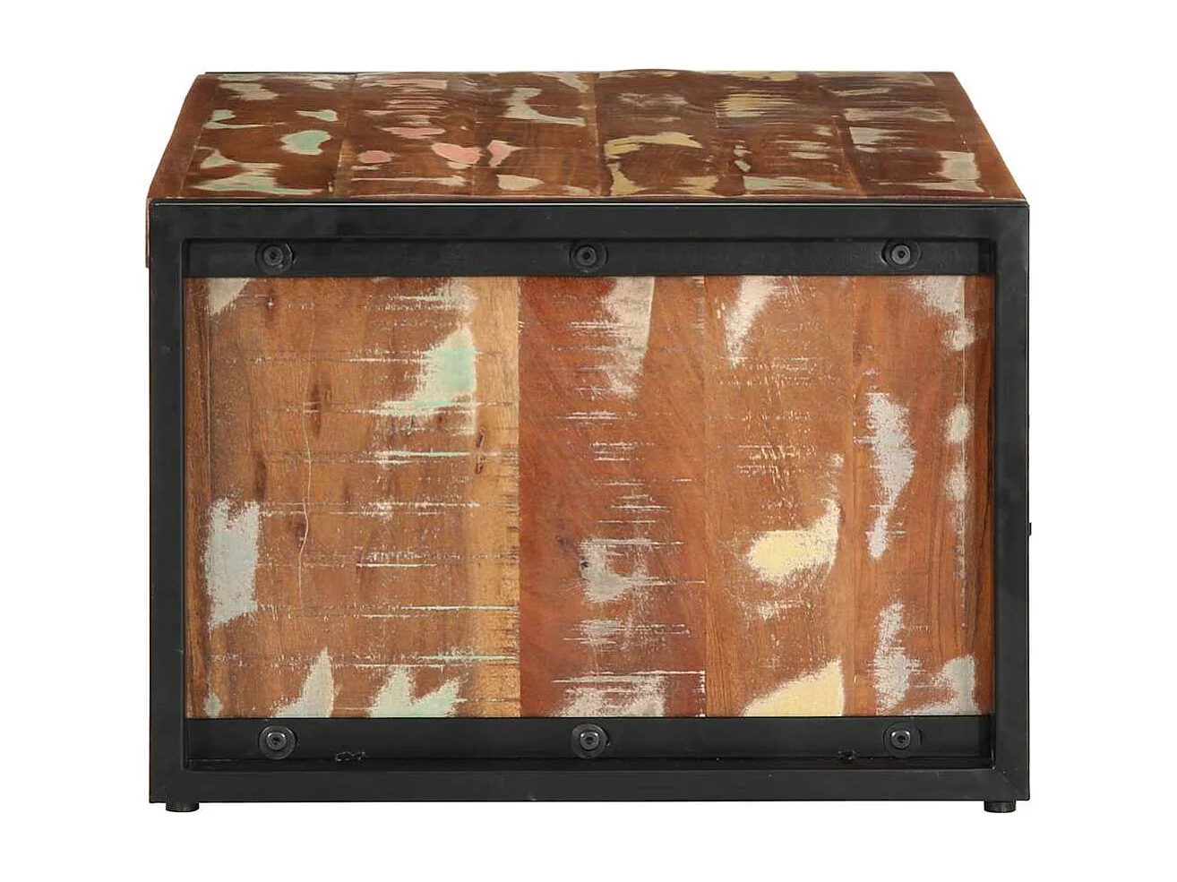 Tavolino multicolore 90x50x36 cm in legno massello di recupero